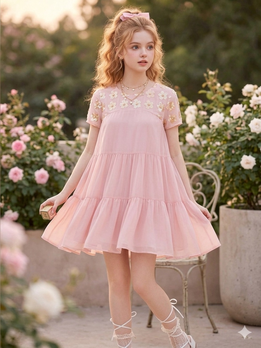 🎉HP🎉 Pink Boohoo dress with lime daisies